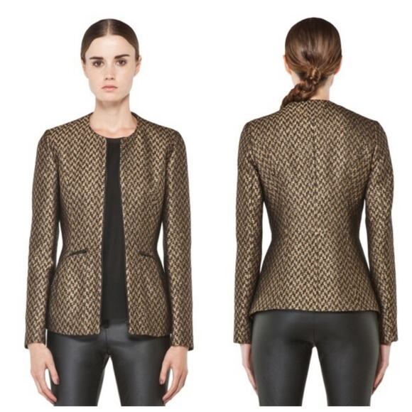 Theyskens’ Theory Jelsor Blazer Plaid Metallic Gold Zip Jacket - Picture 1 of 16